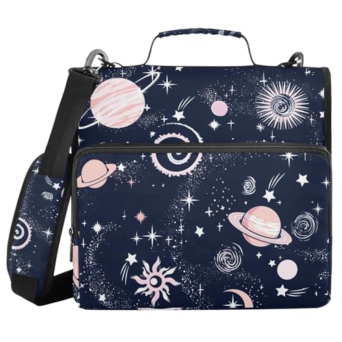 3 Ring Zipper Binder with Shoulder Strap Plant 2 Inch Zippered Binder Bag 500 Sheet Capacity Multi Pockets for School Supplies - color: Multi2