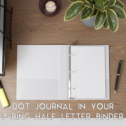 Half Letter 3-Hole Punched Dot Grid Paper, 200 Sheets, 120 GSM, 5.5 x 8.5 inch, Dotted Paper Planner Refill Inserts for Mini-Binders and 3-Ring Half Letter Binders