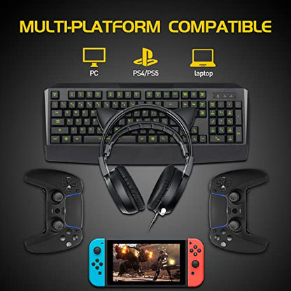 SOMIC G951black Gaming Headset for PC, PS4, Laptop: 7.1 Virtual Surround Sound Detachable Cat Ear Headphones LED, USB, Lightweight Self-Adjusting Over Ear Headphones Black - color: Black