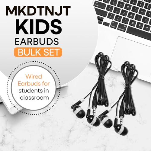 Bulk Earbuds Headphones 100 Pack for Kids School Classroom,Black Dot in-Ear Earphones,Student Wired Headsets with 3.5 mm Jack for Computer Chromebook Laptop PC(HTC101) - color: Black, size: 100 PACK