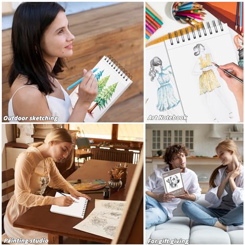 6 Pcs Sketch Book Bulk 5.5 x 8.5 In 600 Sheets Top Spiral Bound Sketch Pad Drawing Paper 100 Sheets Each Acid Free Mixed Media Sketchbook 68lb/100gsm Art Supplies for Beginner Artist - size: 5.5x8.5in, style: Total 600 sheets-6pcs