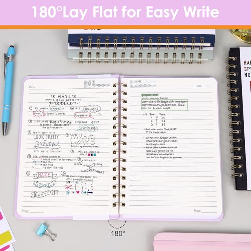 LABUK Spiral Notebook, 160 Pages A5 Lined Hardcover Notebook, 5.5 x 8in Spiral Journal for Women and Man, Work, Writing - color: 5-purple, style: A5