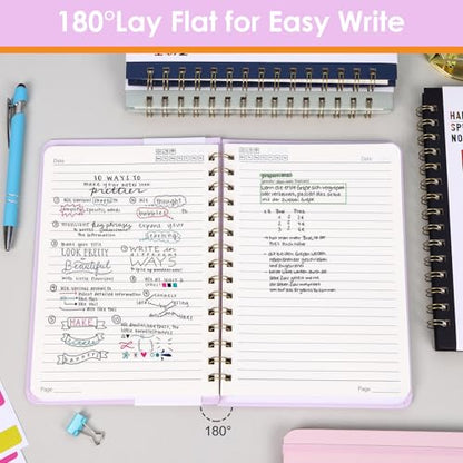LABUK Spiral Notebook, 160 Pages A5 Lined Hardcover Notebook, 5.5 x 8in Spiral Journal for Women and Man, Work, Writing - color: 5-purple, style: A5