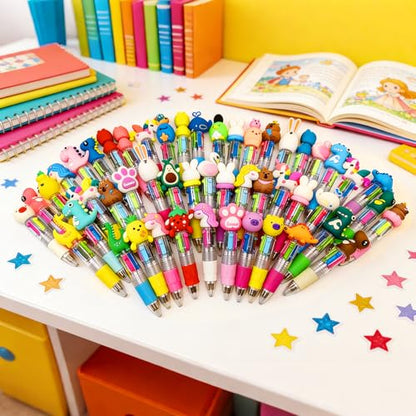 50Pcs 4-in-1 Mini Ballpoint Pens for Birthday Gifts | CPC-certified, quick-dry colorful ink, cute kawaii design, storage case.