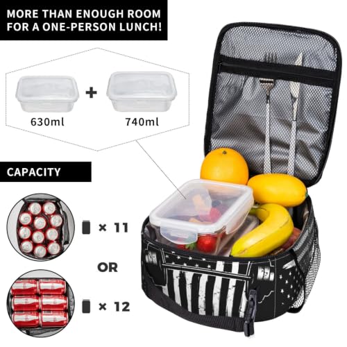 Weightlifting American Flag Lunch Bag 10In | Insulated Lunch Box Reusable Tote Bag For Picnic Office For Women Men - color: Style 3
