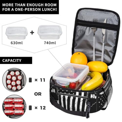 Weightlifting American Flag Lunch Bag 10In | Insulated Lunch Box Reusable Tote Bag For Picnic Office For Women Men - color: Style 3