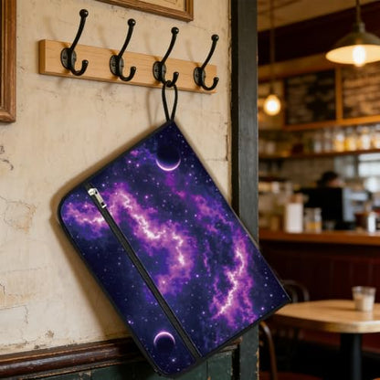 WEBEEDY Expanding File Folder with 13 Pockets, Labels and Zipper, Starry Night Sky Print Portable Paperwork Folder Accordion File Organizer for A4 Paper Document Receipt Travel Office, Back to School