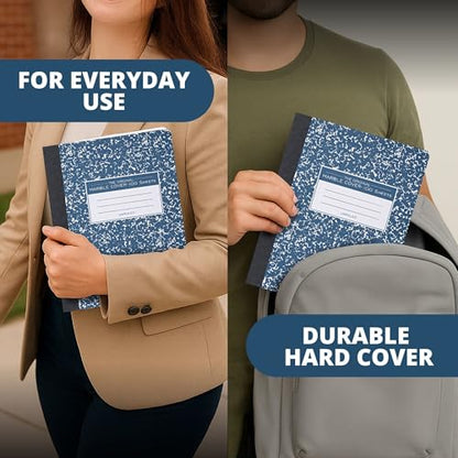 ROARING SPRING Hard Cover Composition Notebook, 4 Pack, Blue Marble Comp Book, 9.75″ x 7.5″, Unruled Blank Paper, 100 Sheets (200 Pages), Made in USA - size: 9.75" x 7.5", style: 4 Pack - Unruled - 100 Sheets - Blue Marble