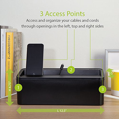 UT Wire UTW-BXSM-BK Desktop Mobile Charging Station & Power Strip Box, Black - color: Black, size: M-Desktop