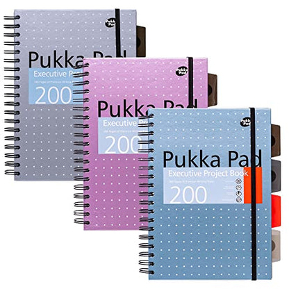 Pukka Pad 5 Subject Spiral Notebook 3-Pack - 200 Pages, 100 Sheets of 80GSM Paper with Repositionable Dividers & Perforated Edges for School & Office Planning & Organization - B5-7 X 10, Metallic - color: Metallic