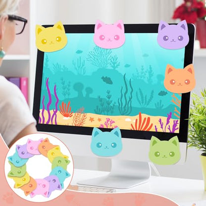 Yinder 24 Pads Cute Sticky Notes Fun Kawaii Cat Sticky Notes Pads Bulk Cartoon Memo Self Adhesive Gift for Valentines Veterinary Office School Tab Party Supplies - style: Novelty Cat