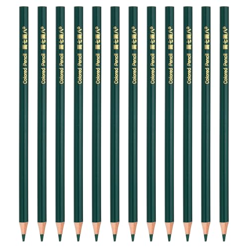 PATIKIL Medium Green Colored Pencils Set,12 Pcs Oil Color Pencils Wooden Coloring Drawing Pencil for Artists Art Painting - color: Medium Green