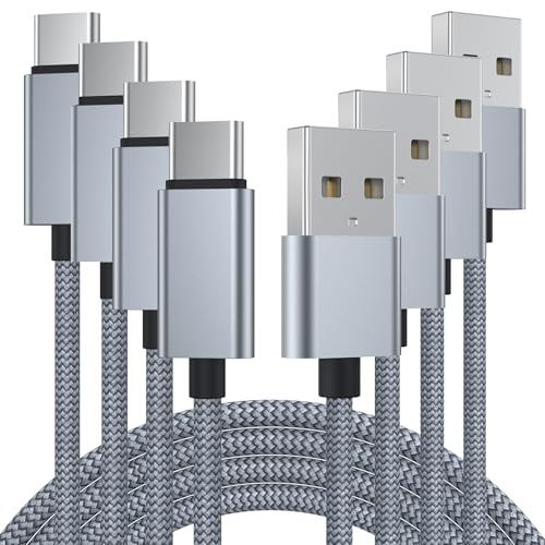 geekboy USB C Cable[4-Pack 6.6ft] Type C Charger Cord Durable Nylon Braided for Samsung Galaxy S25 Ultra S24 S23 A17 A16, Moto, Pixel and More Devices with Type-C Ports - color: Grey, size: 4 Pack
