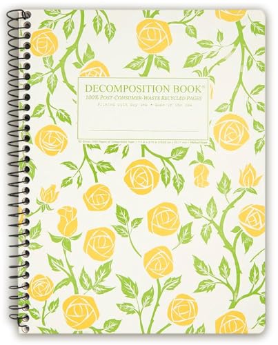 Decomposition Roses College Ruled Spiral Notebooks – 9.75 x 7.5 Journal with 160 Lined Pages – Cute Notebooks for School Supplies, Home & Office – 100% Recycled Paper – Made in USA - color: Roses, style: Spiral-bound
