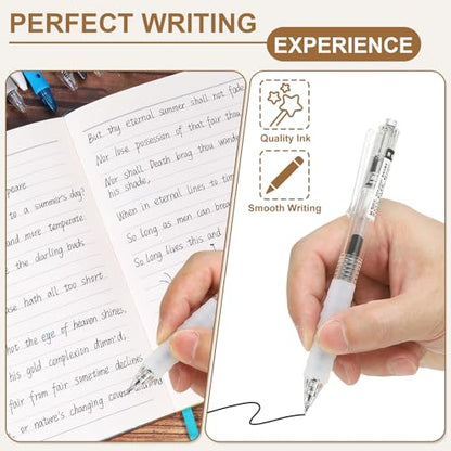 PATIKIL 0.5mm Gel Pens, 12 Pack Black Ink Retractable Smooth Writing Quick Dry Rollerball Pens Medium Point for Home Office Business Art Writing Note Taking, Clear AGPJ0601A