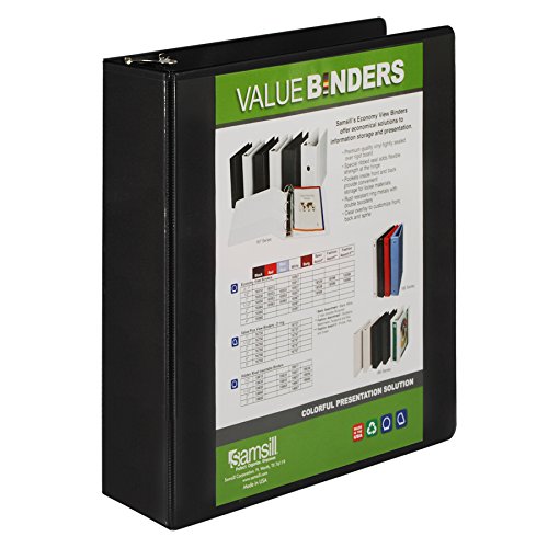 Samsill Economy D-Ring View Binder - 2-Inch, Black (16760)