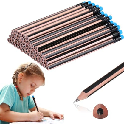 Seajan 48 Pcs 6b Jumbo Pencils, Big, Fat, Thick, Triangular Grip 7 Inch Large Pencils Refill with Eraser for Beginners Office Christmas Gifts(Black) - color: Black, style: 6B