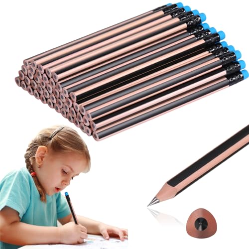 Seajan 48 Pcs 6b Jumbo Pencils, Big, Fat, Thick, Triangular Grip 7 Inch Large Pencils Refill with Eraser for Beginners Office Christmas Gifts(Black) - color: Black, style: 6B