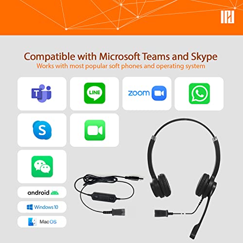 IPD IPH-255 USB Headset with Noise Cancelling Microphone for Office and Call cengter- Compatible with Skype, Microsoft Teams, Cisco Jabber, Avaya One-X and Other Soft Phones - color: Leather Cushion, style: Binaural