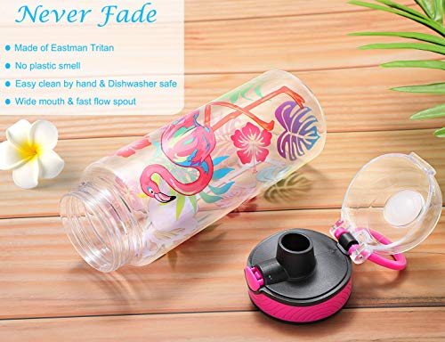 Cute Water Bottle for School Kids Girls, BPA FREE Tritan & Leak Proof & Easy Clean & Carry Handle, 23oz/ 680ml - Flamingo - color: Flamingo