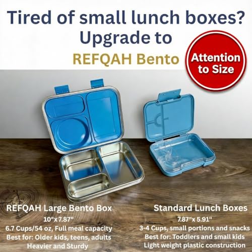 Stainless Steel Bento Lunch Box with 8 oz Insulated Food Jar – 54 oz – Leak-Resistant 3-Compartment Kids & Adult Metal Meal Container with Silicone Container and Thermo for Work & School, BPA-Free