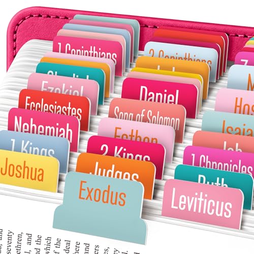 EssexWares – Spring Solid Color Bible Tabs for Old and New Testament, 80 Large Print Tabs for Bible Study, Water-Resistant and Durable Bible Index Tabs for Women and Men - 1.7" Wide - color: Spring