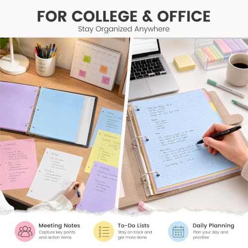 HIBOX Loose Leaf Paper Wide Ruled, 100 Sheets 8"x10.5" 3-Hole Punch, Yellow | Anti-Bleed, 11/32" Spacing, Filler Paper for Binders, College, Office, School Supplies, Back to School & Classroom Must Haves - color: Yellow