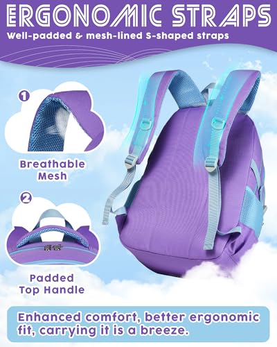 BLUEFAIRY Middle High School Backpack for Boys Girls Large Bookbag with Laptop Compartment Back to School Book Bags for Teens Teenagers Mochilas Escolares para Niños Niñas (Purple/Blue, Solid) - color: Purple/Blue