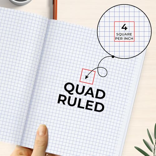 Rosmonde 50 Pack Graph Composition Notebook, 100 Sheets (200 Pgs) Graph Paper Composition Bulk Notebook for School, Bulk Graphing Notebook, 4x4 Grid, Quad Ruled Composition Book, Hard Sewn Bound Cover - size: 50 Pack | Bulk Value, style: Quad Ruled - Blac