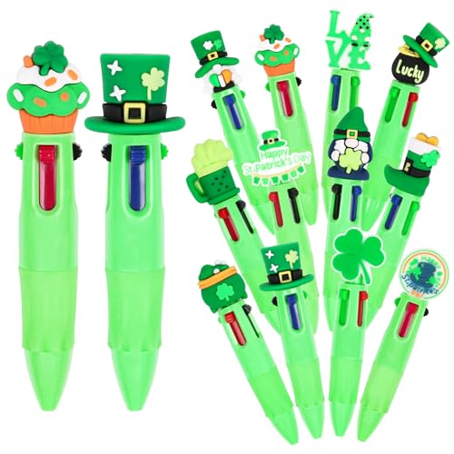 DIYASY 30 Pcs St. Patrick's Day Mini Multicolor Ballpoint Pens, St. Patrick's 4-in-1 Multicolored Retractable Pen Bulk Cute Pens Supplies - style: St. Patrick's 1