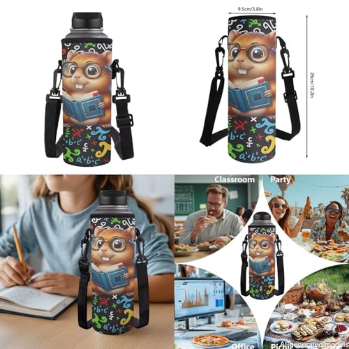 17 Inch School Backpack for Kids, Cute Hamste Print 4PCS Set Elementary Bookbag with Lunch Bag Pencil Case Water Bottle Holder for 6-11 Years, Back to School Supplies - color: Cute Hamste