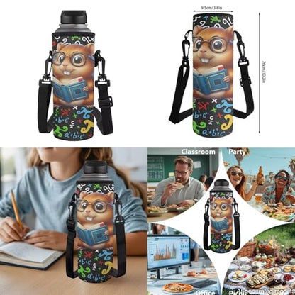 17 Inch School Backpack for Kids, Cute Hamste Print 4PCS Set Elementary Bookbag with Lunch Bag Pencil Case Water Bottle Holder for 6-11 Years, Back to School Supplies - color: Cute Hamste