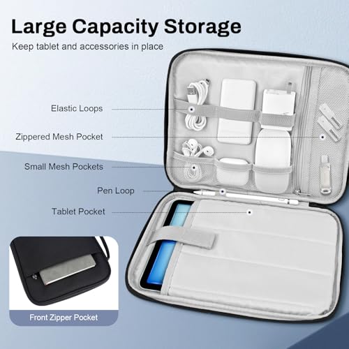 Dadanism 9-11 Inch Tablet Sleeve Padded Carrying Case with Handle, Protective Travel Bag for iPad A16 11" 2025, iPad Air M4/Pro M5 11", iPad 10th Gen 10.9", iPad 10.2", Galaxy Tab A11+ 11", Black - color: Black