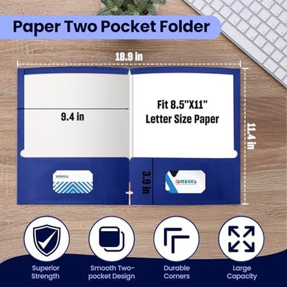 BIBRADAA® 10 Packs Blue Folders,Paper Folder Surface with Waterproofing,Letter Size,Holds 100 Plus Sheets,for School,Office,Business. (10, Blue) - color: Blue