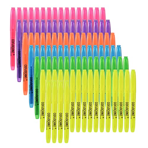 coruscant Highlighter - 100 pack color highlighter, color transparent visible fluorescent pen shell, wide chisel point mark, fluorescent pen, school, office - size: 1 Count (Pack of 100)