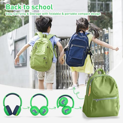 Bluetooth Kids Headphones, Wireless Headphones for Kid with Mic, 75/85/94dB Volume Limited, Includes 3.5mm Aux Cord, Foldable Dinosaur Teens Headset for School, Home, Travel, Tablet - style: Dinosaur