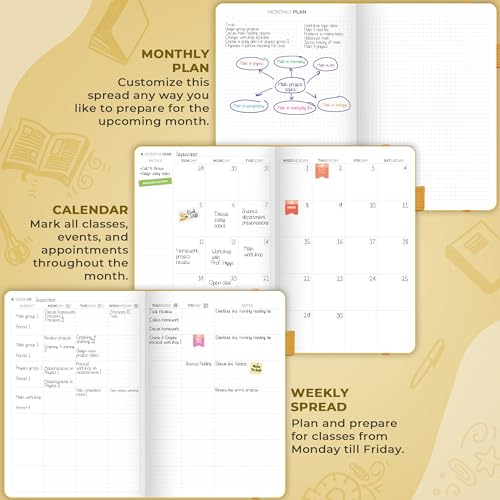 Clever Fox Teacher Planner, School & Homeschool Book, B5 Size Amber Yellow | Undated, 7x10, lay-flat binding, heavy-duty hardcover, teacher lesson weekly & daily planner, homeschool supplies - color: Amber Yellow, size: Smaller than A4 (7″ x 10″)
