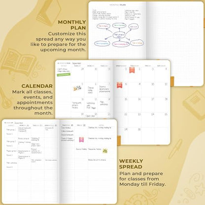 Clever Fox Teacher Planner, School & Homeschool Book, B5 Size Amber Yellow | Undated, 7x10, lay-flat binding, heavy-duty hardcover, teacher lesson weekly & daily planner, homeschool supplies - color: Amber Yellow, size: Smaller than A4 (7″ x 10″)