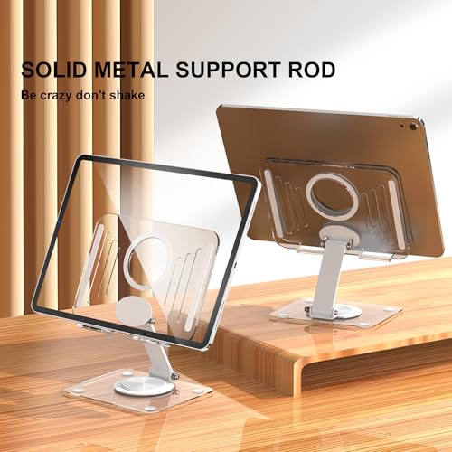 360° Rotating Acrylic Tablet Stand, Foldable Adjustable Holder, Portable Anti-Slip Desk Stand for iPad Pro Air Mini, Kindle, Phones, Home Office & Online Class(Random Color)
