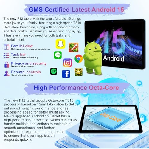 Android 15 Tablet 30GB+128GB+1TB Expand, 2026 10.1 Inch Octa-Core 8000mAh Electronics Tablets with Keyboard Mouse, Gemini AI, 5G WiFi, 1280x800 IPS Touchscreen, GPS, BT5.0, Widevine L1 -Metal Blue - color: Blue