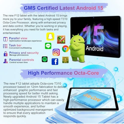 Android 15 Tablet 30GB+128GB+1TB Expand, 2026 10.1 Inch Octa-Core 8000mAh Electronics Tablets with Keyboard Mouse, Gemini AI, 5G WiFi, 1280x800 IPS Touchscreen, GPS, BT5.0, Widevine L1 -Metal Blue - color: Blue