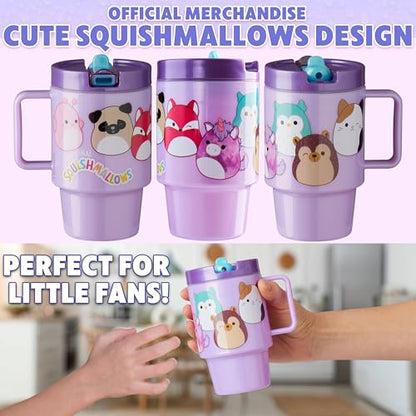 Get Trend Squishmallows Kids Water Bottle with Straw 16.9 oz BPA Free Plastic Cup with Lid Handle Reusable Tumbler for School Gifts for Kids (Lilac Squishmallows) - color: Lilac Squishmallow