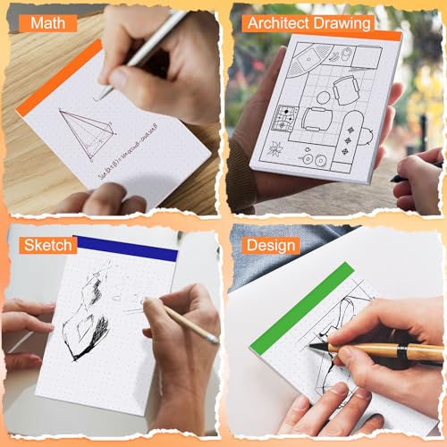 Tenceur 8 Pack Graph Paper Pad 4 x 6'', Grid Paper Blueprint Drafting Note Pad Quad Ruled Notebook Memo Pads Math Engineer Notepads Scratch Pads, 30 Sheets/pad(Dot Grid,4 Dot Per Inch)