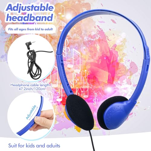 Xuhal 200 Pack Headphones Bulk Earphones for Adults with 3.5 mm Plug Wired on Ear for Church Christian Sunday School Library(Blue) - color: Blue