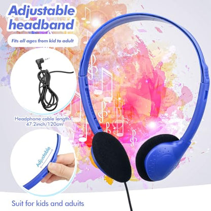 Xuhal 200 Pack Headphones Bulk Earphones for Adults with 3.5 mm Plug Wired on Ear for Church Christian Sunday School Library(Blue) - color: Blue