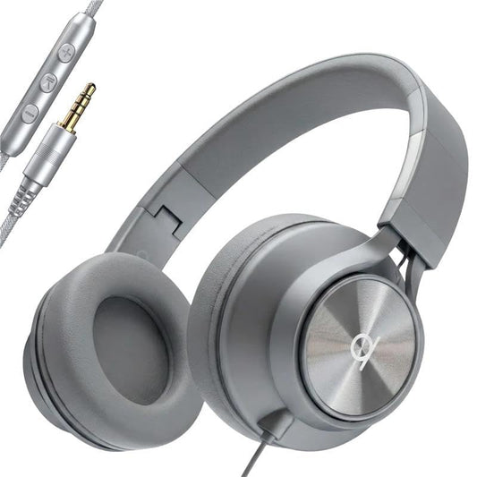 ARTIX Wired Headphones for Kids & Adults - Built-in Mic & Volume Control, Kids Headphones for School & Travel, Girls & Boys Head Phones for Computer, iPad, Chromebook, Tablet, Laptop 3.5mm Aux Cord - color: Silver, style: Aux 3.5 mm