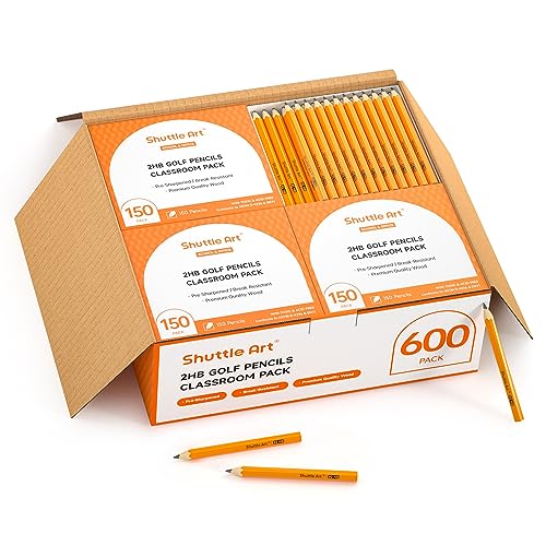 Shuttle Art 600 Pack #2 HB Mini Pencils, Wood-cased, Pre-sharpened for Kids & Teachers, Classroom Essentials, Back to School Supplies - color: Black