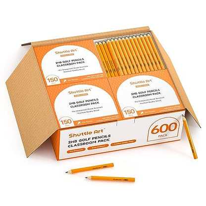 Shuttle Art 600 Pack #2 HB Mini Pencils, Wood-cased, Pre-sharpened for Kids & Teachers, Classroom Essentials, Back to School Supplies - color: Black