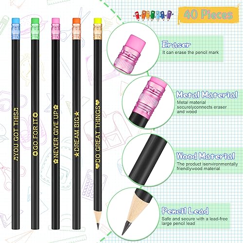 Eersida 80pcs Color Changing Pencil Bulk Back to School Pencils with Eraser Encourage Saying Thermochromic Fun Pencils for Kids Students Classroom First Day of School Gifts (Positive) - style: Positive
