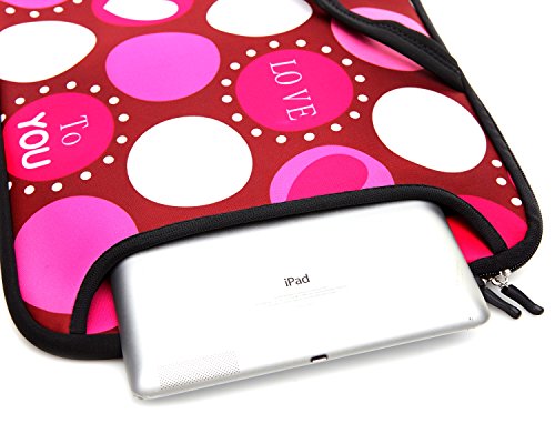 14-Inch Laptop Shoulder Bag Sleeve Case With Handle For 13" 13.3" 14" 14.1" Netbook/Macbook Air Pro (Red Heart) - color: Red Heart